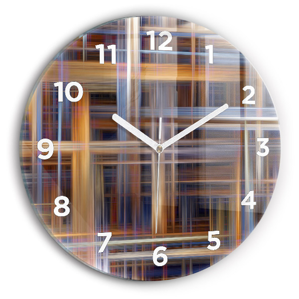 Round glass wall clock Abstract geometry