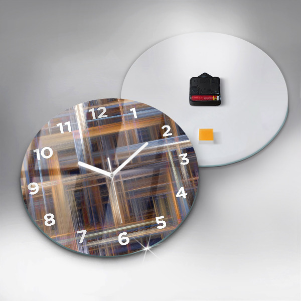 Round glass wall clock Abstract geometry