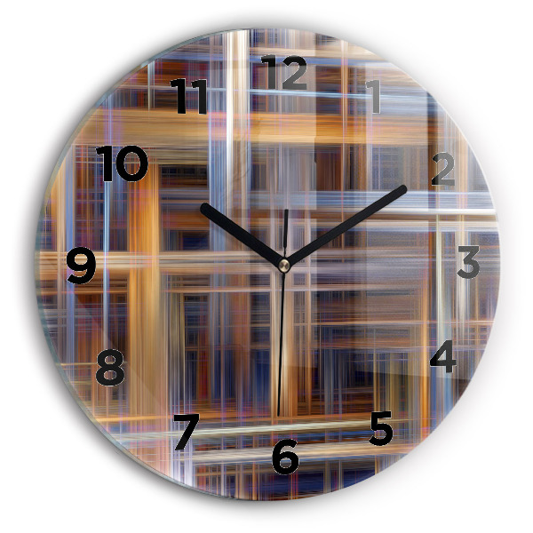 Round glass wall clock Abstract geometry