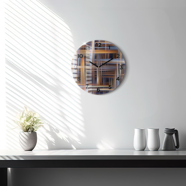 Round glass wall clock Abstract geometry