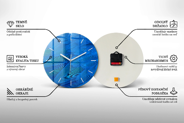 Round glass wall clock Earth Moon Sun