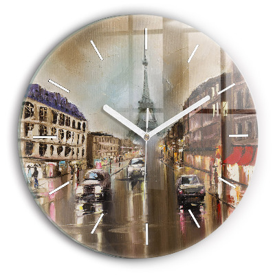 Round glass wall clock Architecture of the city of Paris