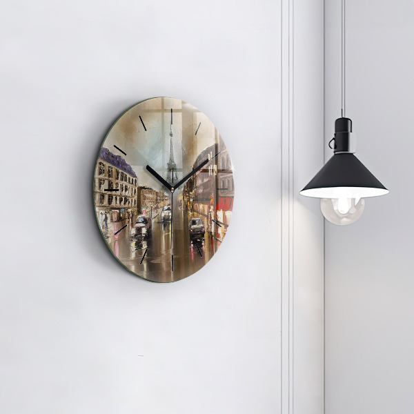 Round glass wall clock Architecture of the city of Paris