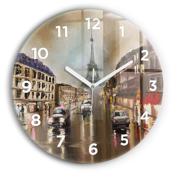 Round glass wall clock Architecture of the city of Paris