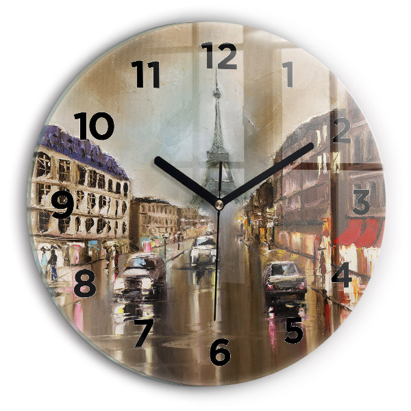 Round glass wall clock Architecture of the city of Paris