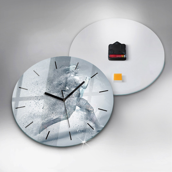 Round glass wall clock Running man