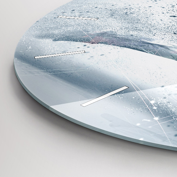 Round glass wall clock Running man