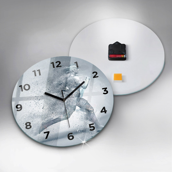 Round glass wall clock Running man