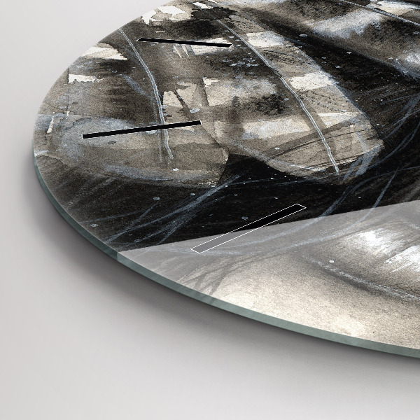 Round glass wall clock Painted portrait