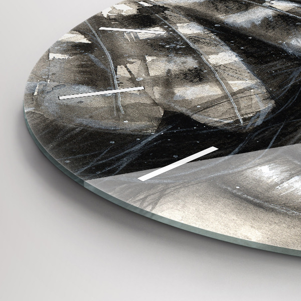 Round glass wall clock Painted portrait