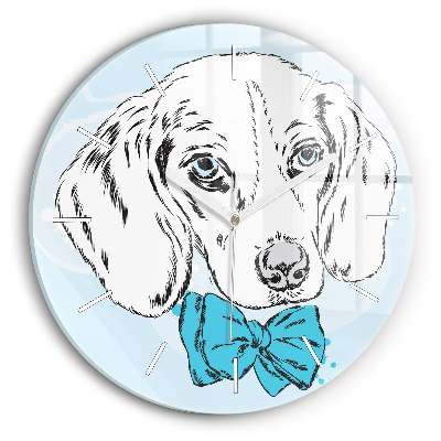 Round glass wall clock Puppy dog