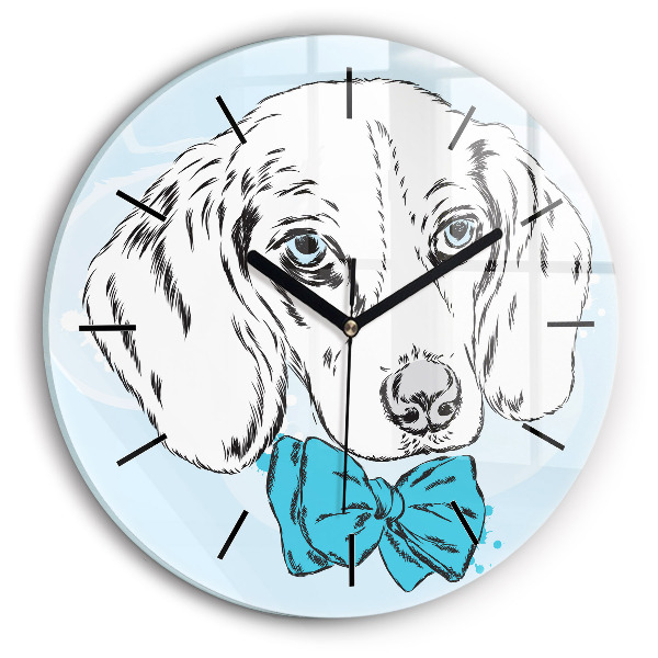 Round glass wall clock Puppy dog