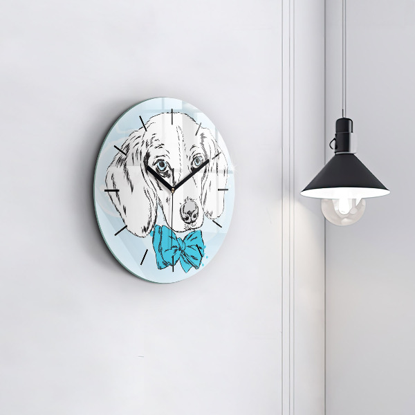 Round glass wall clock Puppy dog