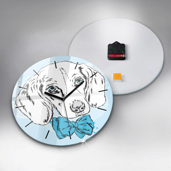 Round glass wall clock Puppy dog