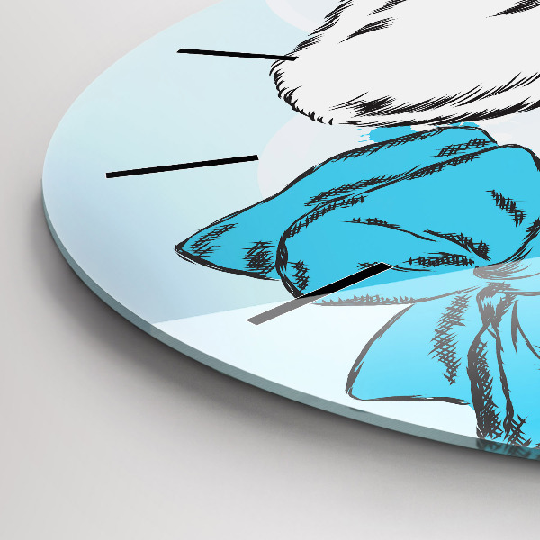 Round glass wall clock Puppy dog