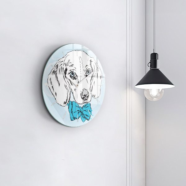 Round glass wall clock Puppy dog