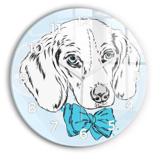 Round glass wall clock Puppy dog