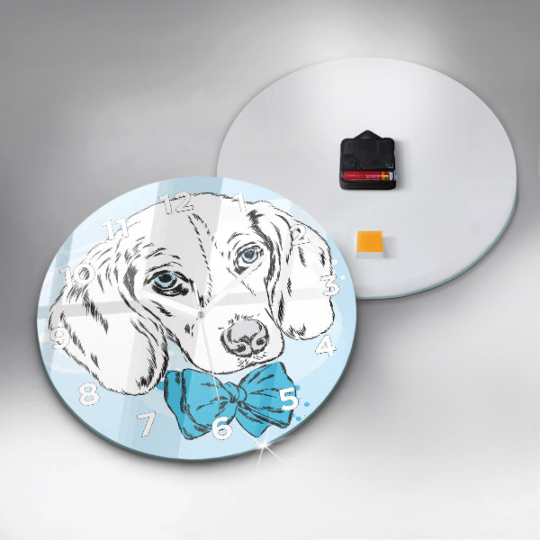 Round glass wall clock Puppy dog
