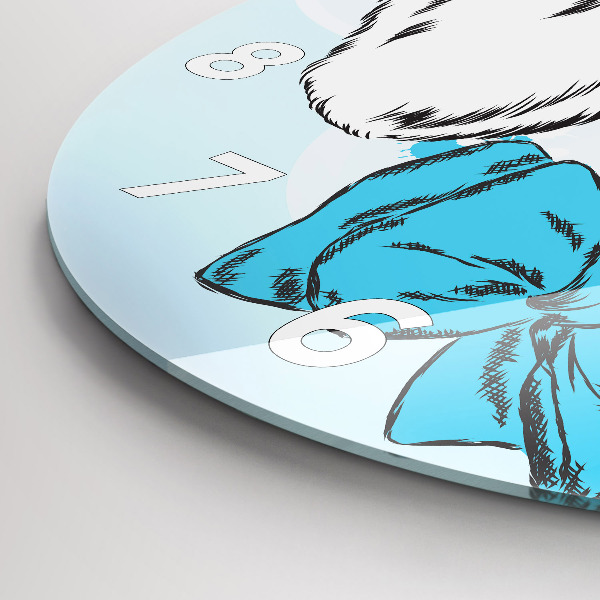 Round glass wall clock Puppy dog