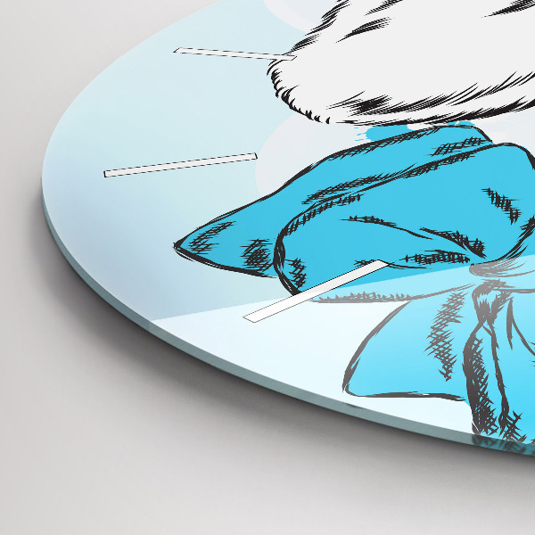 Round glass wall clock Puppy dog