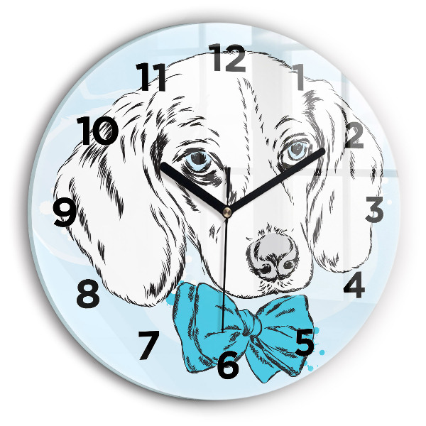 Round glass wall clock Puppy dog