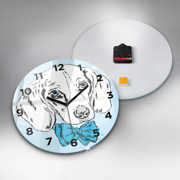 Round glass wall clock Puppy dog