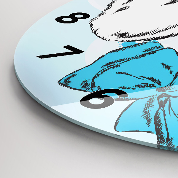 Round glass wall clock Puppy dog