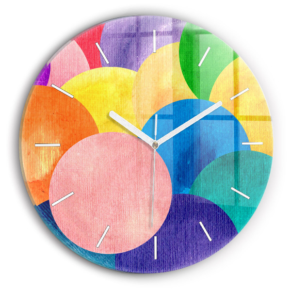 Round glass wall clock Abstract circles