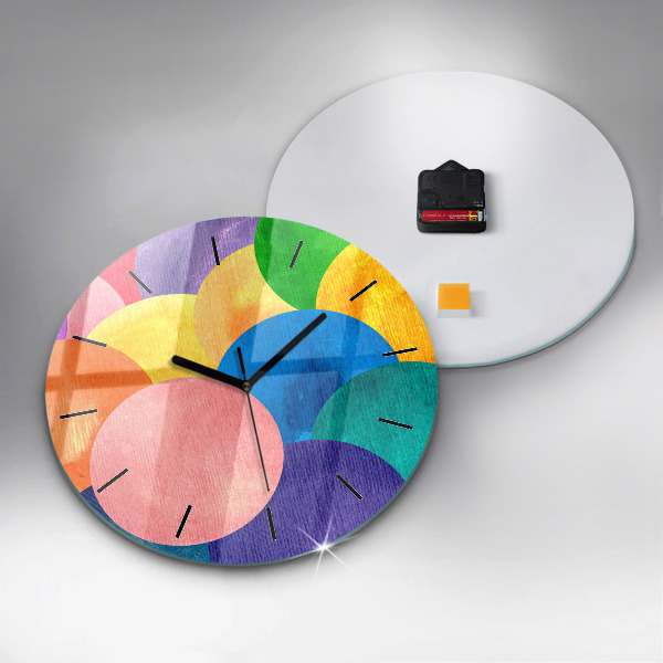 Round glass wall clock Abstract circles