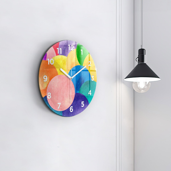 Round glass wall clock Abstract circles