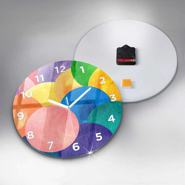 Round glass wall clock Abstract circles