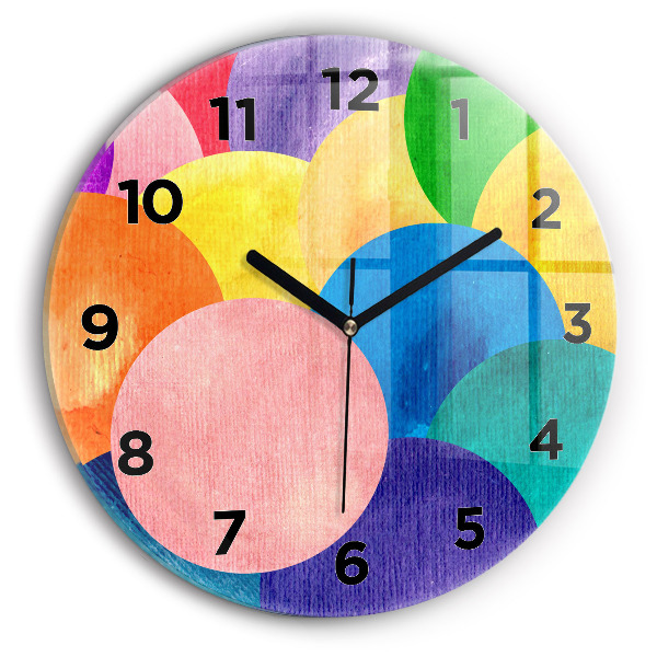 Round glass wall clock Abstract circles