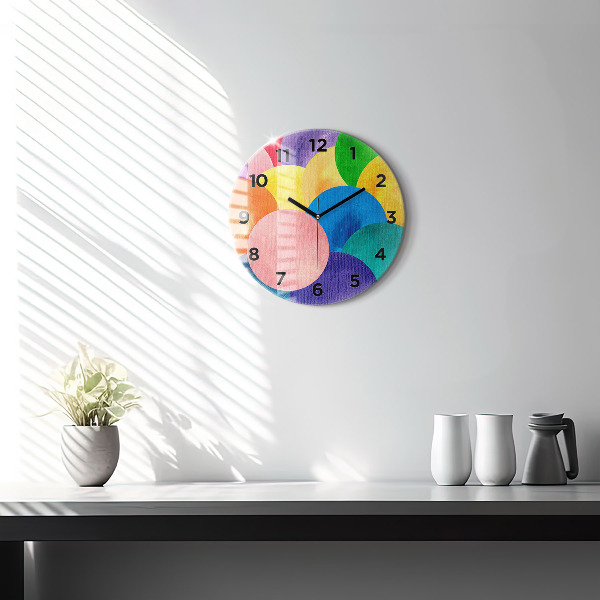 Round glass wall clock Abstract circles