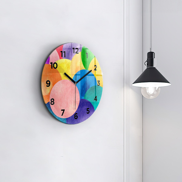 Round glass wall clock Abstract circles