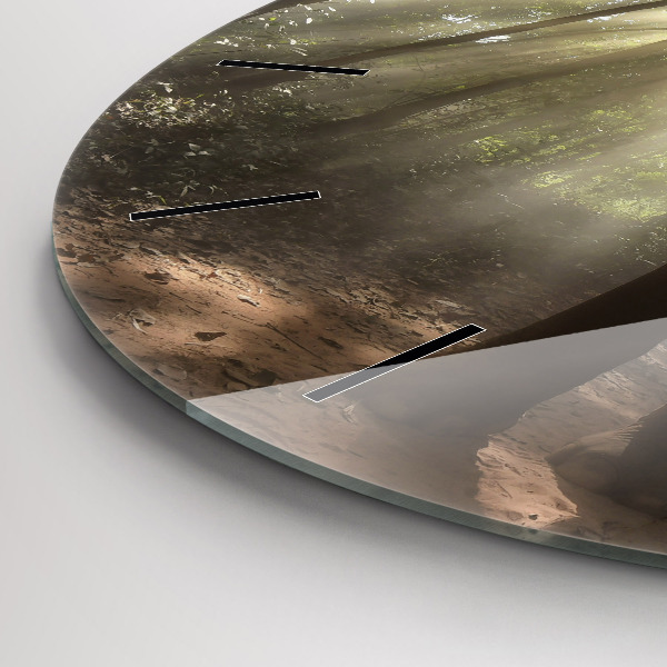 Round glass wall clock Elephant in the jungle