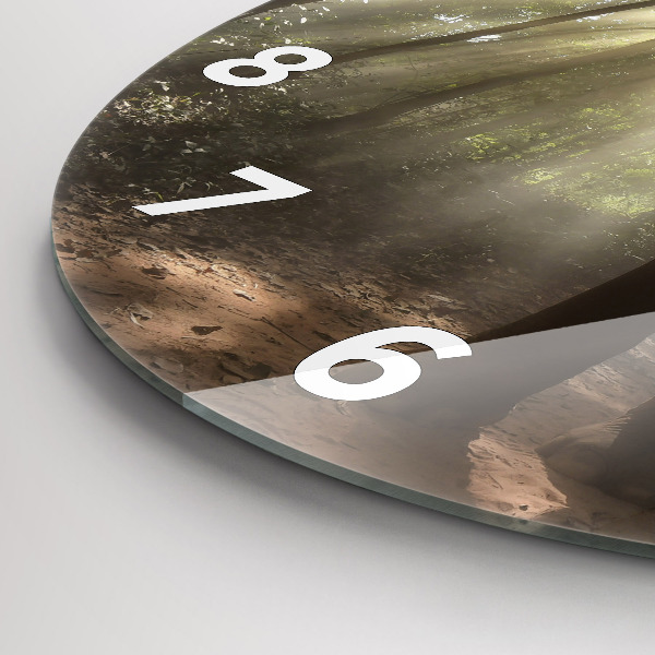 Round glass wall clock Elephant in the jungle