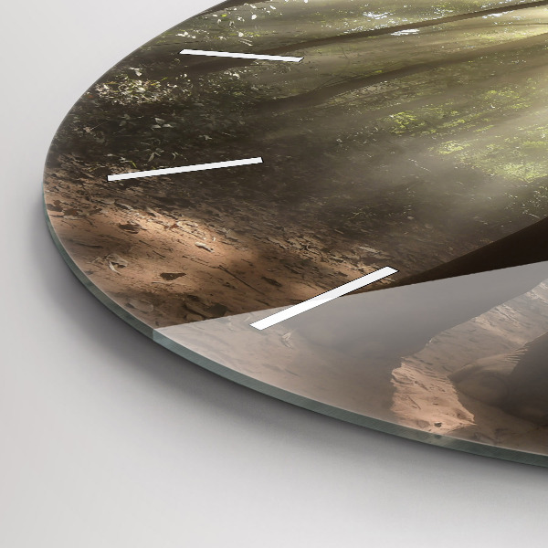 Round glass wall clock Elephant in the jungle