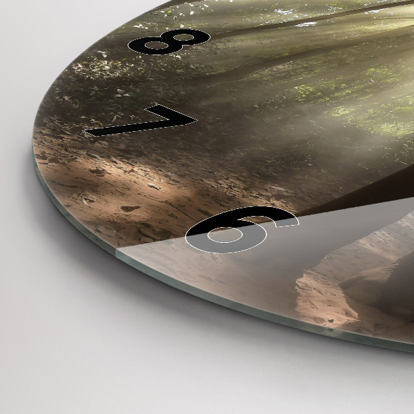 Round glass wall clock Elephant in the jungle