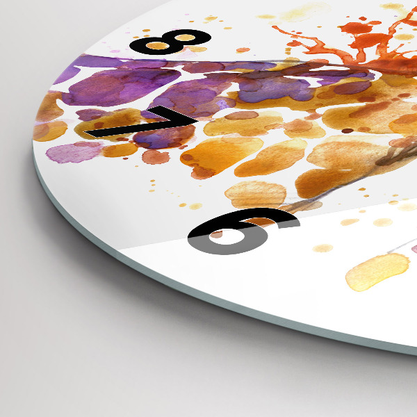Round glass wall clock Giraffe - watercolor