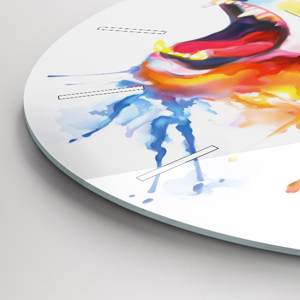 Round glass wall clock Lion - watercolor