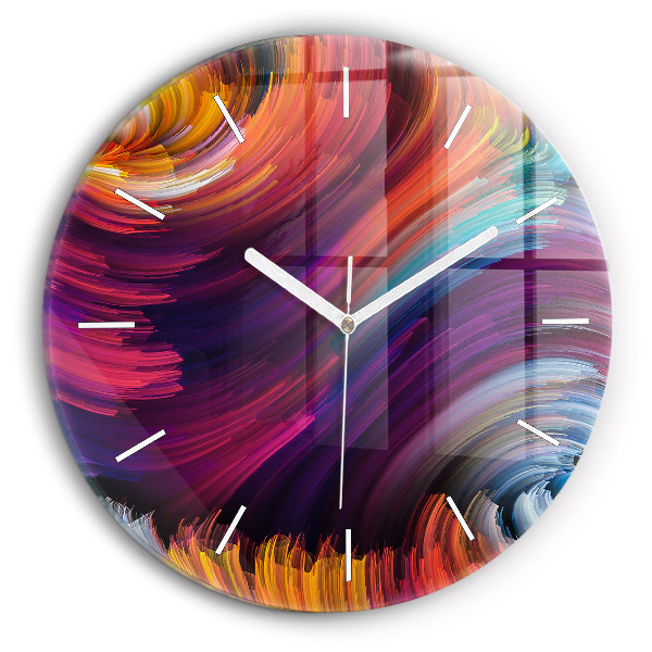 Round glass wall clock Abstraction hall