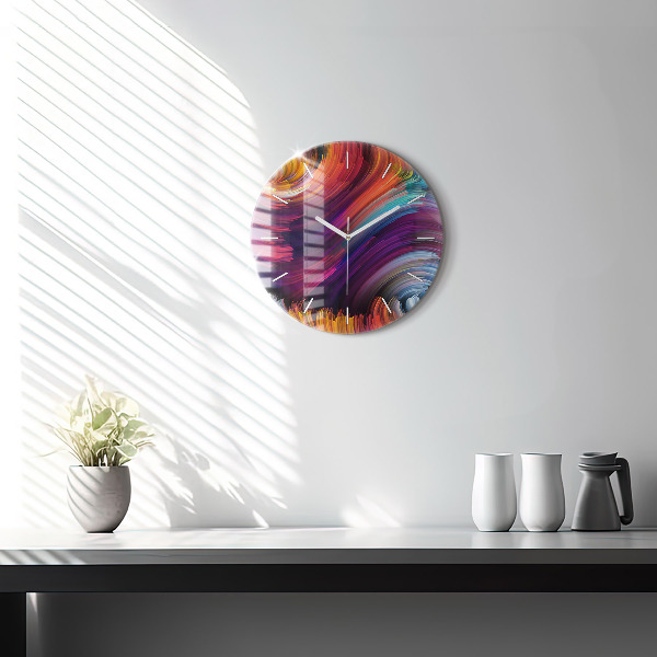 Round glass wall clock Abstraction hall