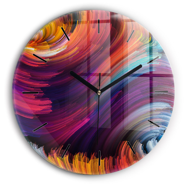 Round glass wall clock Abstraction hall