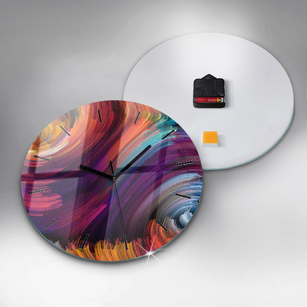 Round glass wall clock Abstraction hall