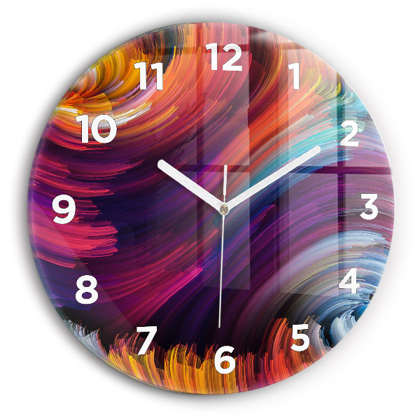 Round glass wall clock Abstraction hall