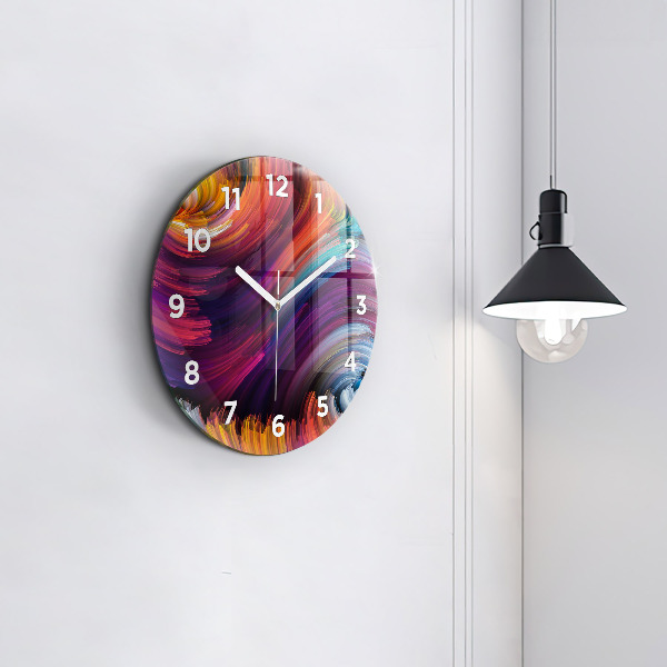 Round glass wall clock Abstraction hall