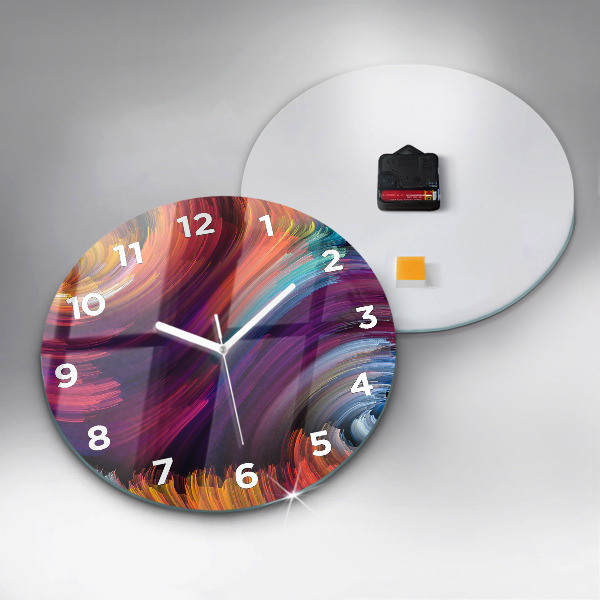 Round glass wall clock Abstraction hall