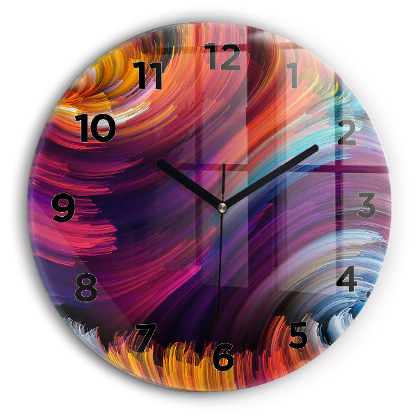 Round glass wall clock Abstraction hall