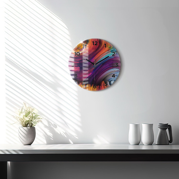 Round glass wall clock Abstraction hall