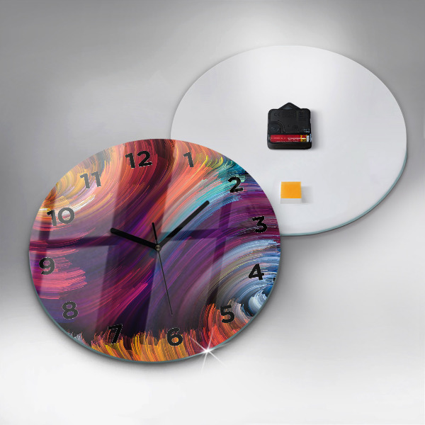Round glass wall clock Abstraction hall